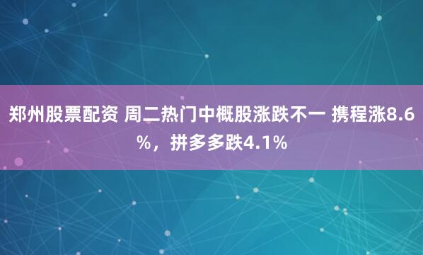 郑州股票配资 周二热门中概股涨跌不一 携程涨8.6%，拼多多跌4.1%